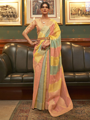 Tasrika Woven Banarasi Organza Saree(Multicolor)