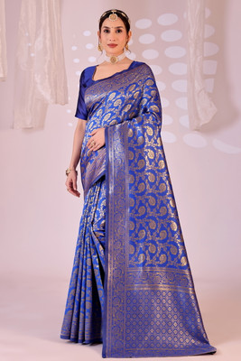 Suntex Woven Kanjivaram Art Silk Saree(Light Blue)