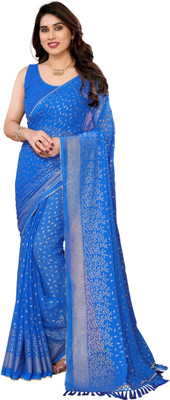 Queenswear Creation Embroidered Daily Wear Georgette Saree(Blue)