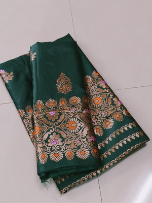 Garbguru Woven Mekhela Chador Pure Silk Saree(Green)