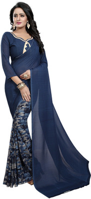 Priyashi Printed Bandhani Georgette Saree(Dark Green)