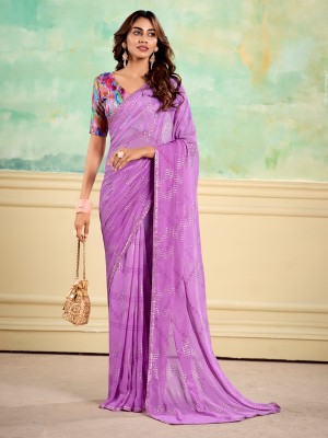 Tasrika Printed Bollywood Georgette Saree(Purple)