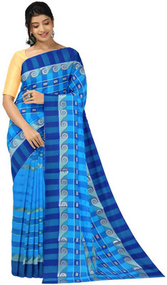 Puspa Fashion Self Design Tant Pure Cotton Saree(Light Blue)