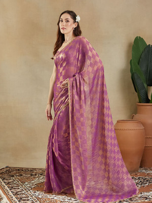 Online Bazaaar Embellished Bollywood Chiffon Saree(Purple)