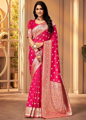 AVANTIKA FASHION Printed Kanjivaram Pure Silk, Art Silk Saree(Pink)