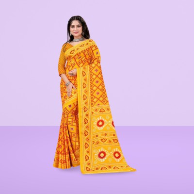 Leelavati Printed Daily Wear Georgette Saree(Yellow)