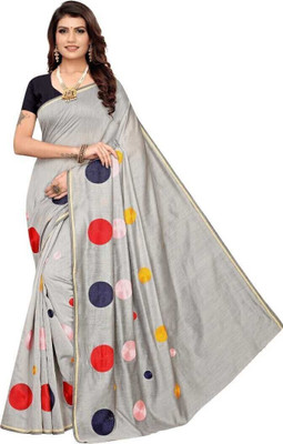 ROOP SUNDARI SAREES Printed Bollywood Art Silk Saree(Grey)