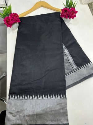 KV Fashion Woven Chanderi Pure Cotton Saree(Black)