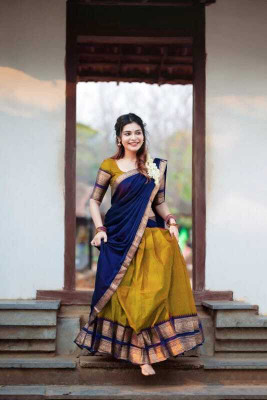 SWAMI STUDIO Self Design Semi Stitched Lehenga Choli(Gold)