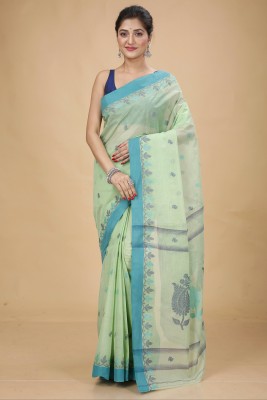 Tant Story Woven Tant Pure Cotton Saree(Green)