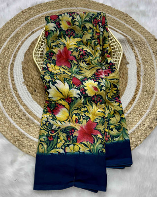 RegalDrapes Printed Daily Wear Georgette Saree(Dark Blue)