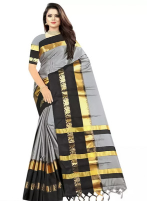 MORTAL TEXTILE GBASA Animal Print Assam Silk Cotton Silk Saree(Grey)