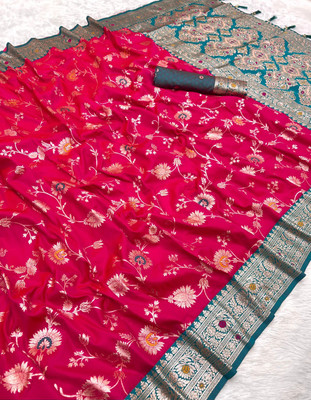 Sindharat Fashion Printed Banarasi Cotton Silk Saree(Pink)