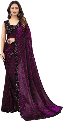 Enparmi Embellished Bollywood Lycra Blend Saree(Purple)