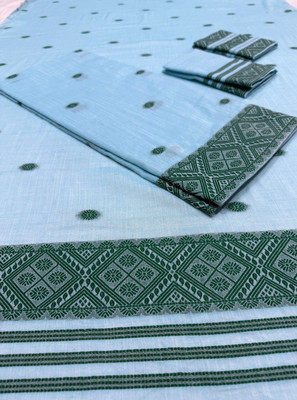KHATI AXOMIYA Woven Mekhela Chador Cotton Blend Saree(Blue)