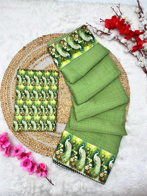 CLICKTHEMALL Solid/Plain Bollywood Chiffon Saree(Green)