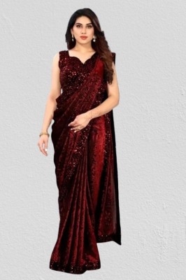 Amavii Embellished Bollywood Lycra Blend Saree(Maroon)