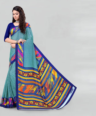 Leelavati Printed Daily Wear Crepe Saree(Blue)