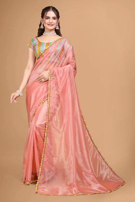 JSItaliya Embellished Bollywood Tissue Saree(Cream)
