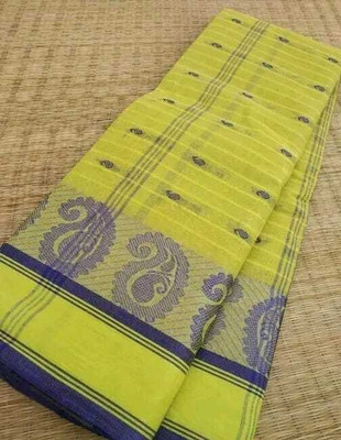 BiswasTextiles Self Design Tant Pure Cotton Saree(Blue)