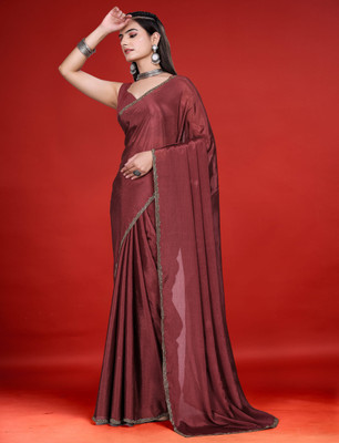 PRTRENDZ Woven Bollywood Jimmy choo Saree(Brown)