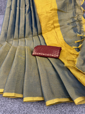 HouseOfCommon Printed Sambalpuri Pure Cotton Saree(Grey)