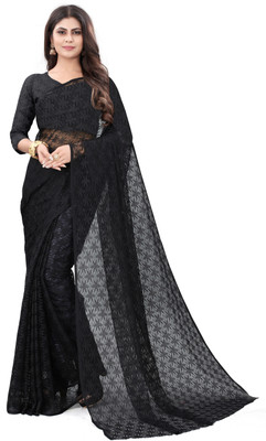 Suntex Self Design Bollywood Net Saree(Black)