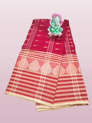 Bikash Dutta Fashion Self Design Tant Pure Cotton Saree(Green)