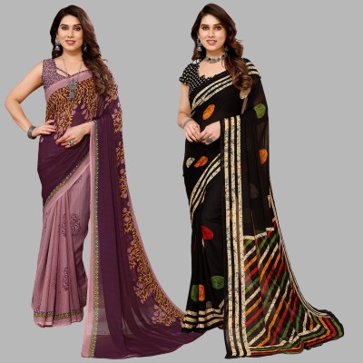 Anand Sarees Floral Print Bollywood Georgette Saree(Pack of 2, Multicolor)