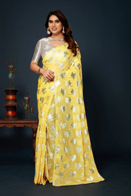 HouseOfCommon Printed Bollywood Lycra Blend Saree(Multicolor)