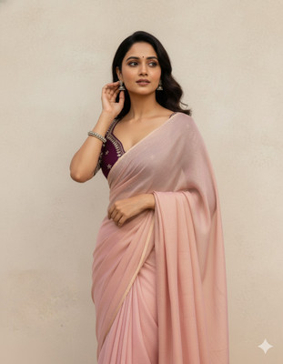 HouseOfCommon Embellished Bollywood Chiffon Saree(Orange)