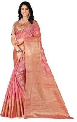 signagraph Woven, Self Design Banarasi Organza, Pure Silk Saree(Pink)