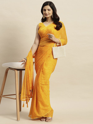 RATAN Printed Daily Wear Chiffon Saree(Yellow)