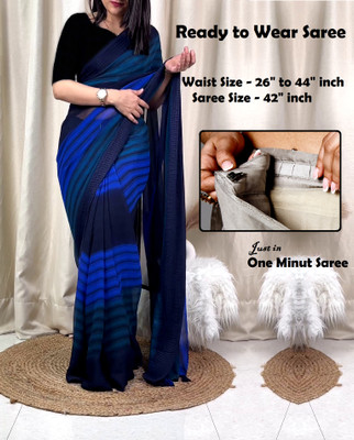 Riddhi textile Hub Self Design Paithani Georgette Saree(Blue)