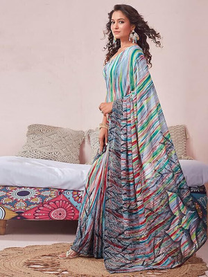 Panchvati NX Printed Bollywood Georgette Saree(Grey)