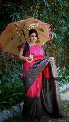 Bansari Textiles Woven Daily Wear Jacquard, Art Silk Saree(Pink)