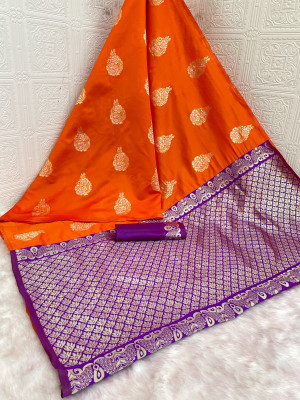 AAINA CREATION Woven Kanjivaram Pure Silk, Art Silk Saree(Multicolor)