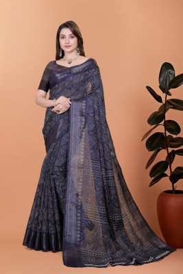 RASIFASHION Printed Banarasi Jacquard Saree(Purple)
