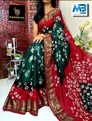 M.B.ENTERPRISE Self Design Bandhani Art Silk Saree(Green)