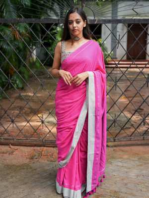Suta Self Design Daily Wear Pure Cotton Saree(Pink)