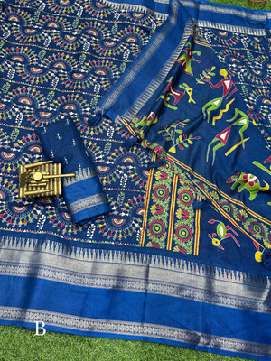 SAKHA DESIGNER Printed Bollywood Art Silk Saree(Blue)
