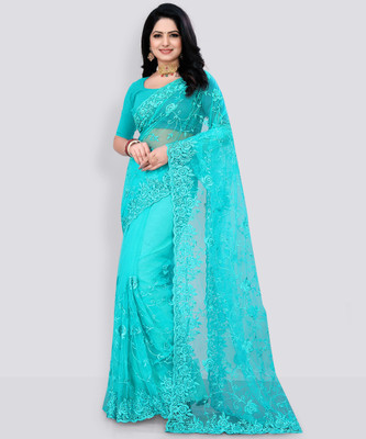 usharvi Self Design, Embroidered Bollywood Net Saree(Light Green)