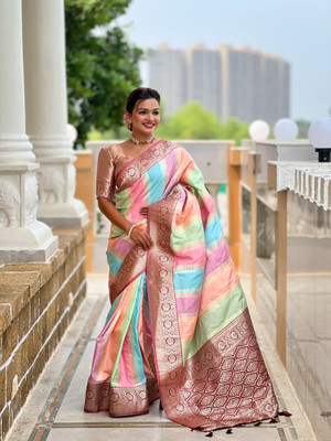 Yogik Creation Printed Banarasi Art Silk Saree(Multicolor)