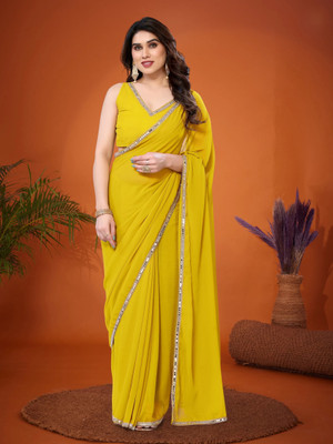 Noise Embellished Bollywood Georgette Saree(Yellow)