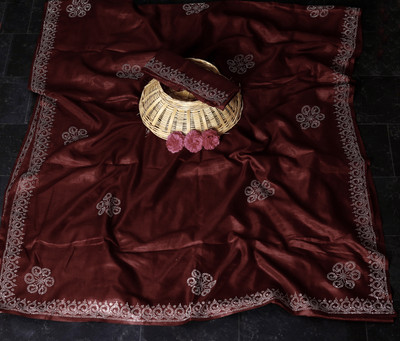 Dharam Creation Solid/Plain Bollywood Georgette Saree(Maroon)