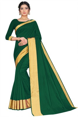 Suali Self Design, Woven, Solid/Plain Bollywood Cotton Blend, Art Silk Saree(Green)