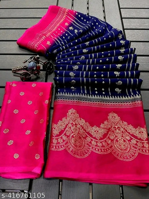 VD PRINTS Printed Leheria Silk Blend Saree(Light Blue)