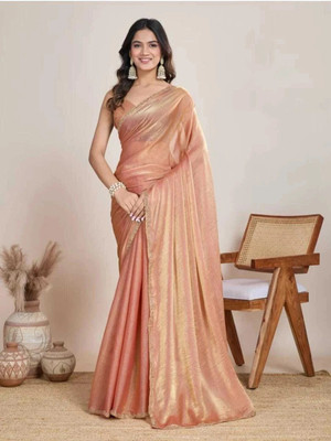 Vraggi Solid/Plain Bollywood Chiffon, Pure Silk Saree(Multicolor)