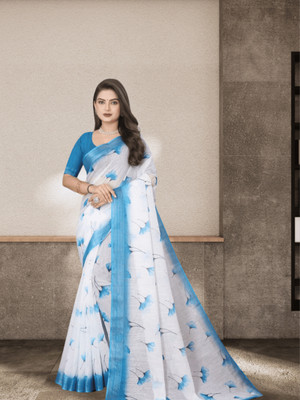 FRIYAL Digital Print Bollywood Cotton Linen Saree(Multicolor)