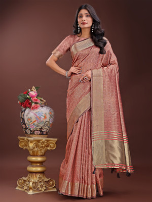 Divastri Woven Banarasi Organza Saree(Orange)